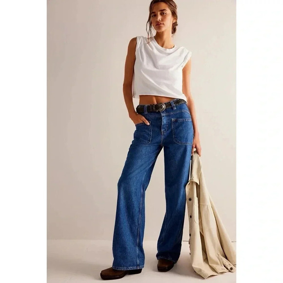 NWT Free People Palmer Cuffed Jeans Mid Rise Denim We The Free 26 - Picture 3 of 16